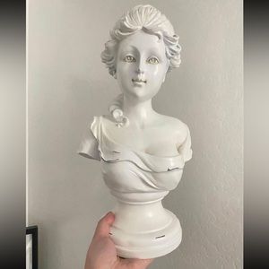 White Distressed Bust Statue